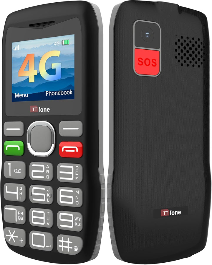 TTfone TT890 4G-Telefon für Senioren, Mobiltelefon mit grossen Tasten, einfach zu bedienen, mit Notf