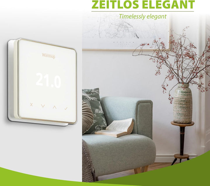 Warmup Element Smart WiFi Thermostat Raumregler für Fussbodenheizung, Elektro Heizung, Farbe: Weiss,