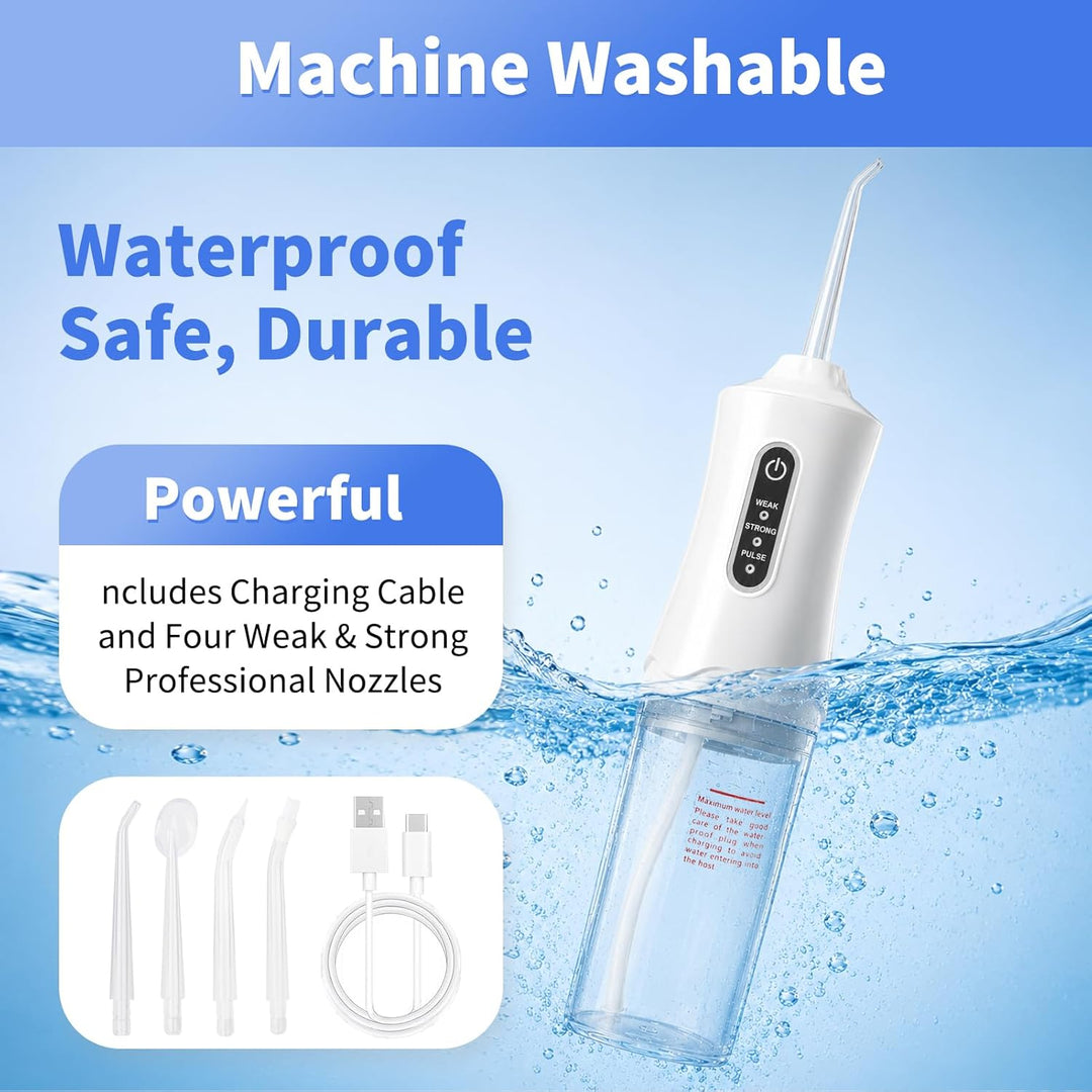 Munddusche Kabellos Wasserdicht, Elektrische Zahnzwischenraumreiniger | 4 Düsen, USB-C Aufladung, Me