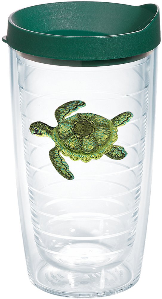 Tervis Turtle Tumbler mit Emblem und Hunter Green Deckel, Tritan, transparent, 1254380 453,6 g (16 o