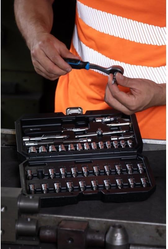 Högert Technik Werkzeugsatz 46-tlg., Steckschlüssel- und Bitsatz 1/4", CRV-Stahl, Gabel-Ring-Schlüss
