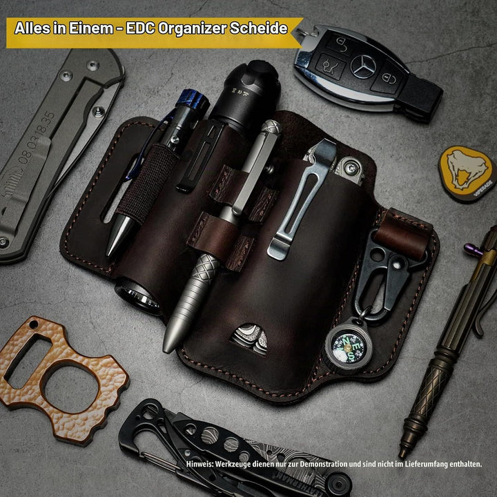 VIPERADE PJ35 EDC Lederscheide Multitool Scheide mit 3 Taschen, Werkzeuge Holster Messer Gürtelschei