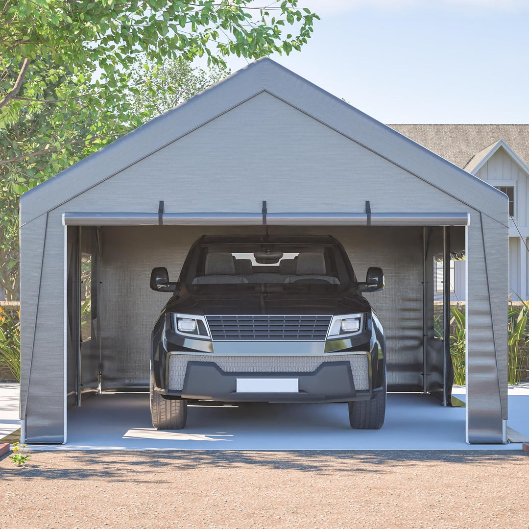 Ball & Cast Zeltgarage, Garagenzelt mit separaten Rolltoren an den Seiten | Praktische motorrad gara