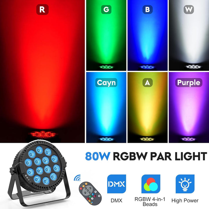4PCS RGBW LED Par Licht, HOLDLAMP 84W Par Scheinwerfer mit Sound Aktivierung, DMX 4/8CH Bühnenlicht