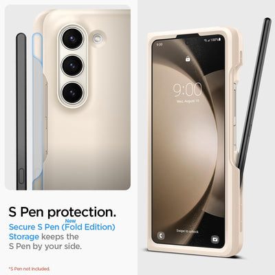 Spigen Thin Fit P Hülle Kompatibel mit Samsung Galaxy Z Fold 5 -Pearled Ivory (S Pen Nicht inklusiv)