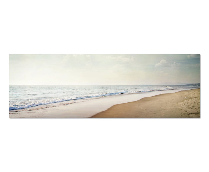 Paul Sinus Art Panoramabild auf Leinwand und Keilrahmen 150x50cm Strand Meer Wolkenhimmel Vintage