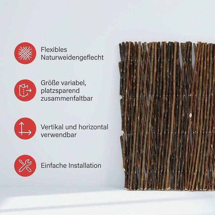FRANK FLECHTWAREN Rankgitter variabel, bis 80 x 120 cm verstellbar, Kletterhilfe Garten, Flexibles R