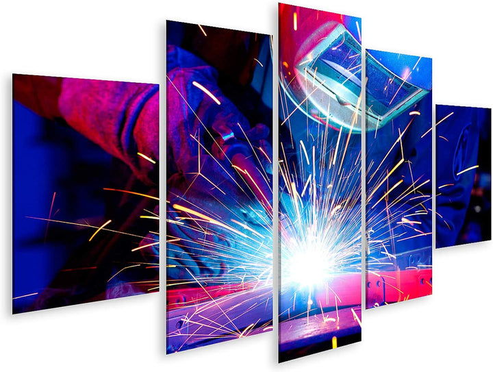 islandburner Bild auf Leinwand Schweisser Montage Technischer Stahl Bilder Wandbilder Poster Leinwan
