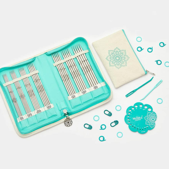 KNITPRO Mindful-Set GRATEFUL Sockenstricknadel-Set 15 cm + Zubehör, Art. 36331DE, deutsche Edition,