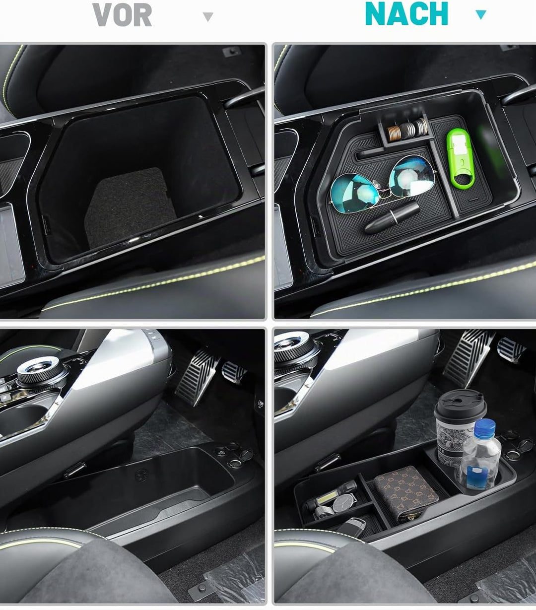 CDEFG [2 Stück] Kompatibel mit Kia EV6 2022-2023 2024 2025 Mittelkonsole Organizer + Armlehne Aufbew