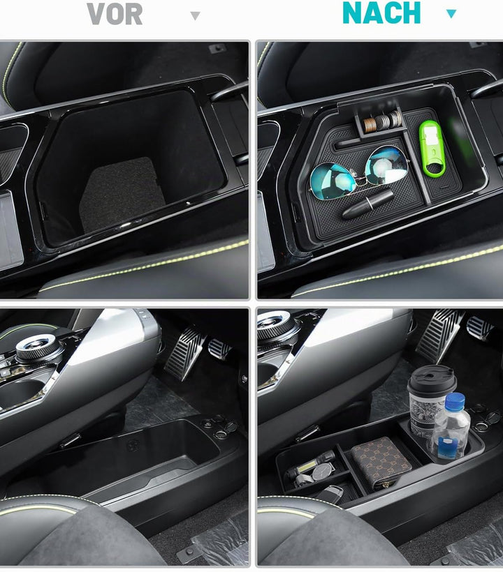CDEFG [2 Stück] Kompatibel mit Kia EV6 2022-2023 2024 2025 Mittelkonsole Organizer + Armlehne Aufbew