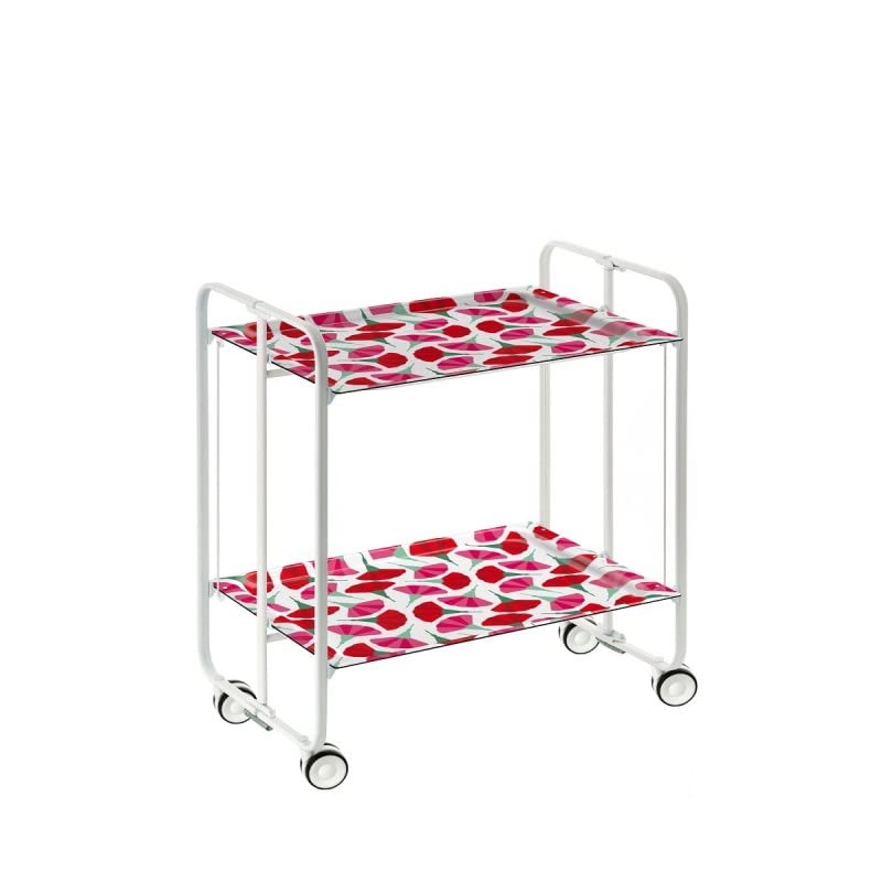 DON HIERRO - Servierwagen weiss, klappbar, 2 Böden. Rollwagen BAUHAUS-70 66 x 43 x 72 cm. 70, 66 x 4