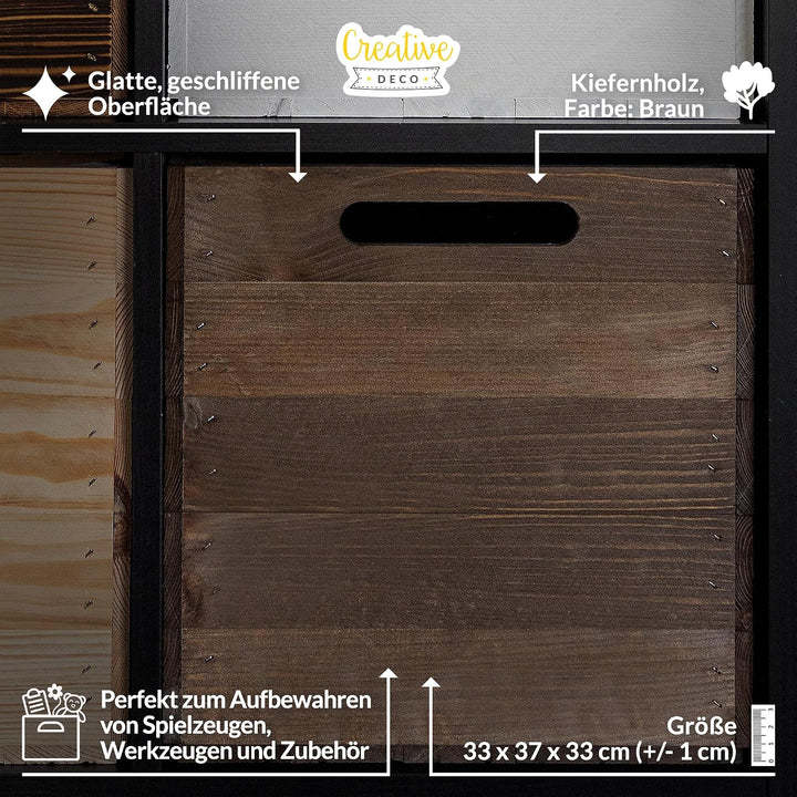 Creative Deco 4 x Holzkiste Wenge passend für Kallax Regal 33 x 37 x 33 cm | Holzbox mit Griffen | G
