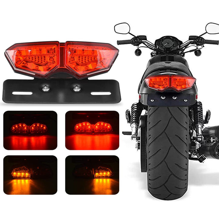 KATUR Universal Motorrad Integriertes Bremslicht RüCklicht Blinker Kennzeichenbeleuchtung (Rote Lins