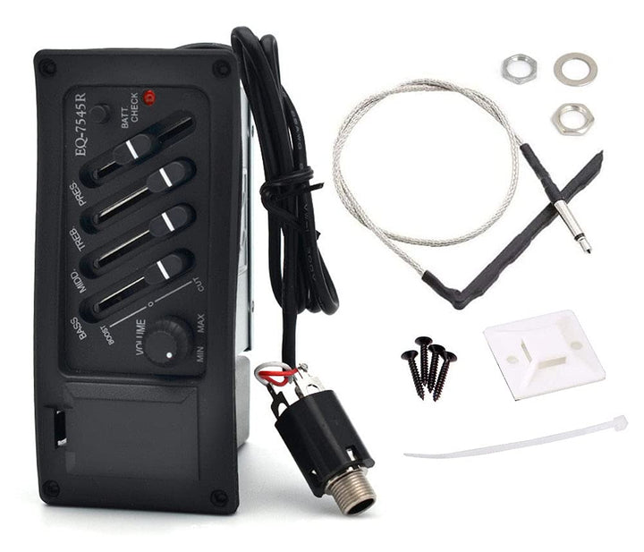 Jiayouy Guitar Pickup 4 Band EQ-7545R Preamp Amplifier Equalizer Tuner Piezo Pickup for Acoustic Gui