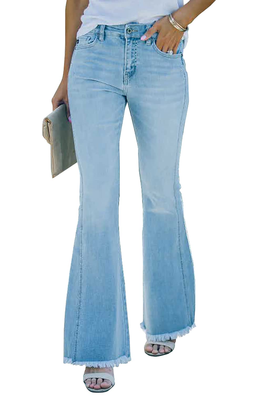Necooer Distressed Jeans Für Damen Bell Bottom Jeans Für Damen Stretch Skinny Denim Jeans Mit Hoher