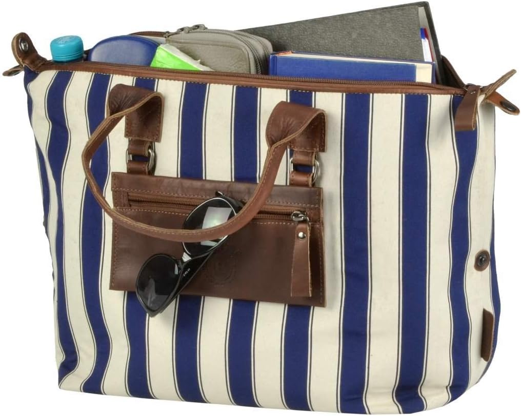 Berba Shopper Damen 2in1 Handtasche Umhängetasche Navy Striped