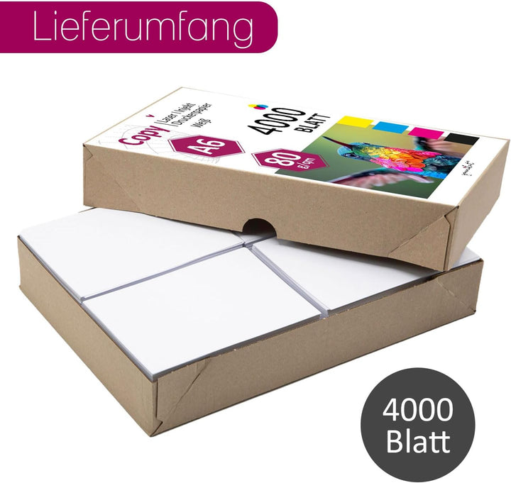 younikat 4000 Blatt blanko Papier 80 g/m² I DIN A6 148 x 105 mm weiss beidseitig I Kopierpapier Reze