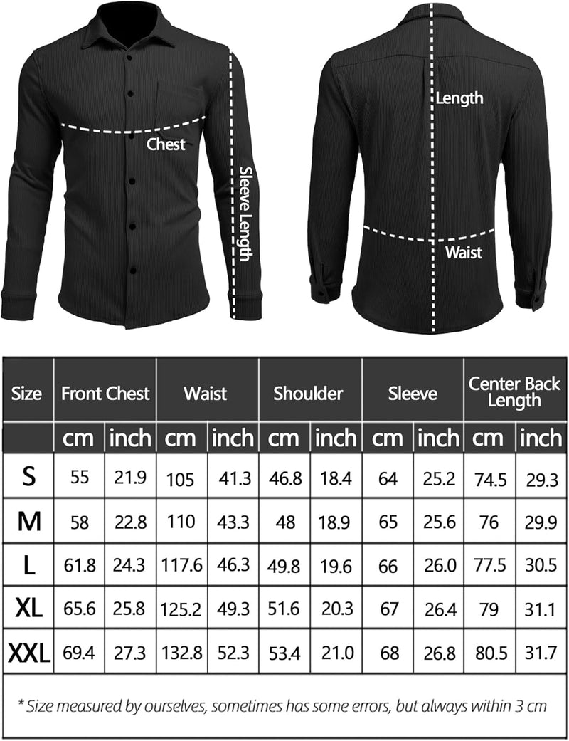 COOFANDY Cord Hemd Herren Langarmhemd Hemdjacke Regular Fit Freizeithemd Casual mit Fronttasche Butt