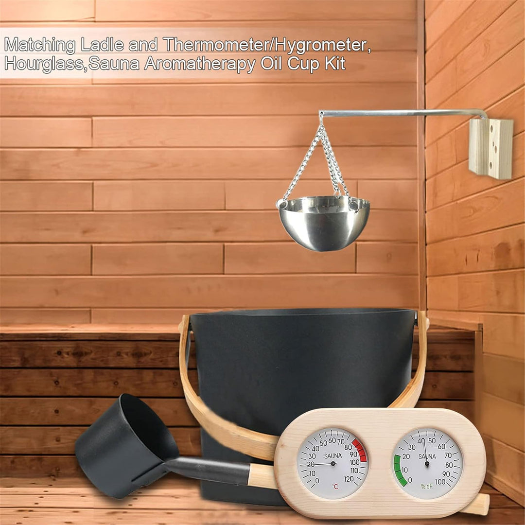 Yiida Sauna Zubehör Set 5 Teilig, 7L Saunakübel, Saunazubehör Saunakübel Set, Mit Kelle, Saunaset Kü