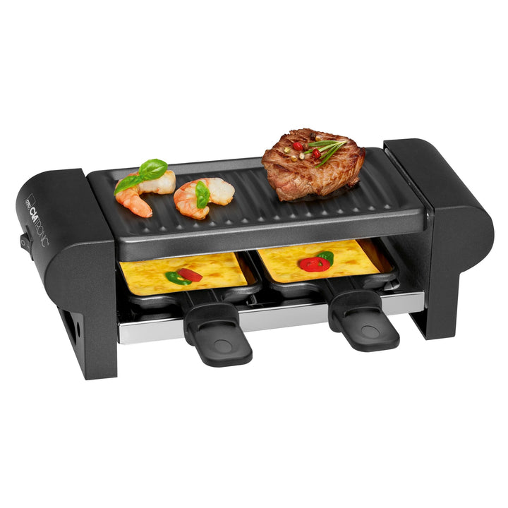 Clatronic® Raclette 2 Personen | Mini Raclette mit ca. 20,5 x 10,5 cm Grillfläche | für Grillen & Üb