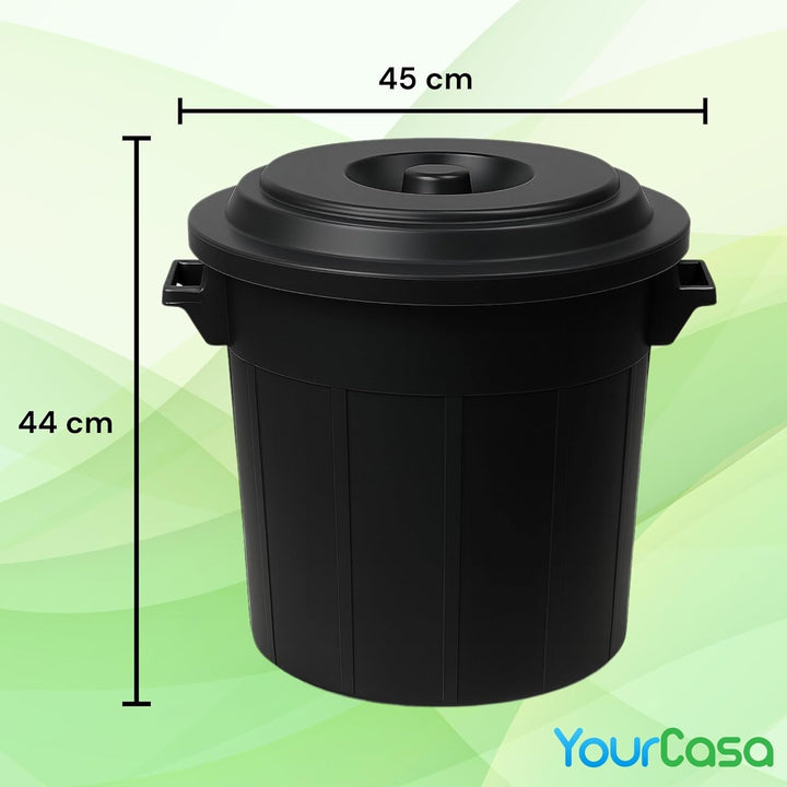 YourCasa Mülltonne 2 x 50L - Mülleimer mit Deckel - Tonne mit Trageriffen für Garten - Futtertonne o