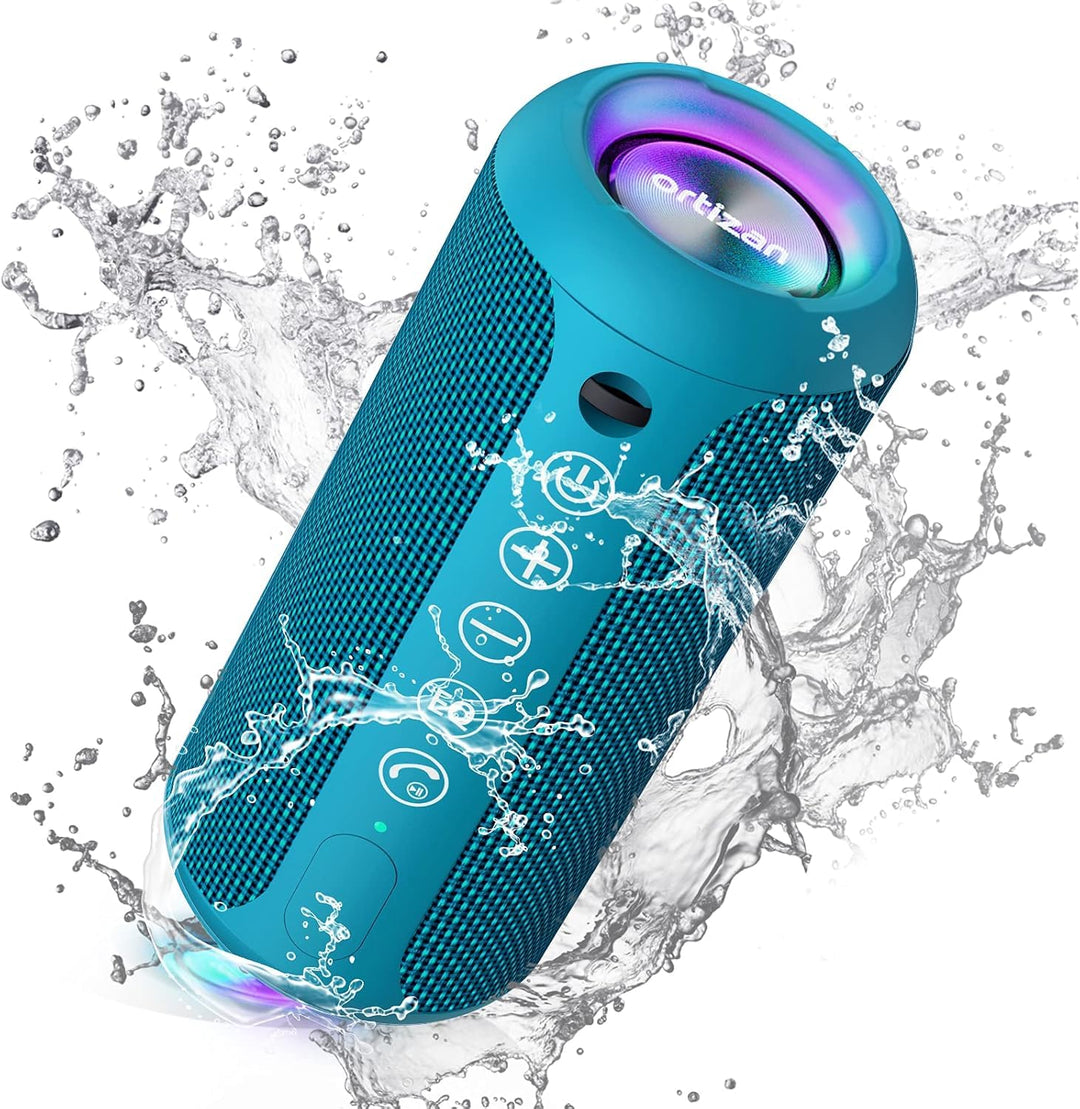 Ortizan Bluetooth Lautsprecher, Bleutooth Box mit LED-Licht, Tragbarer Mini Musikbox mit Freisprechf