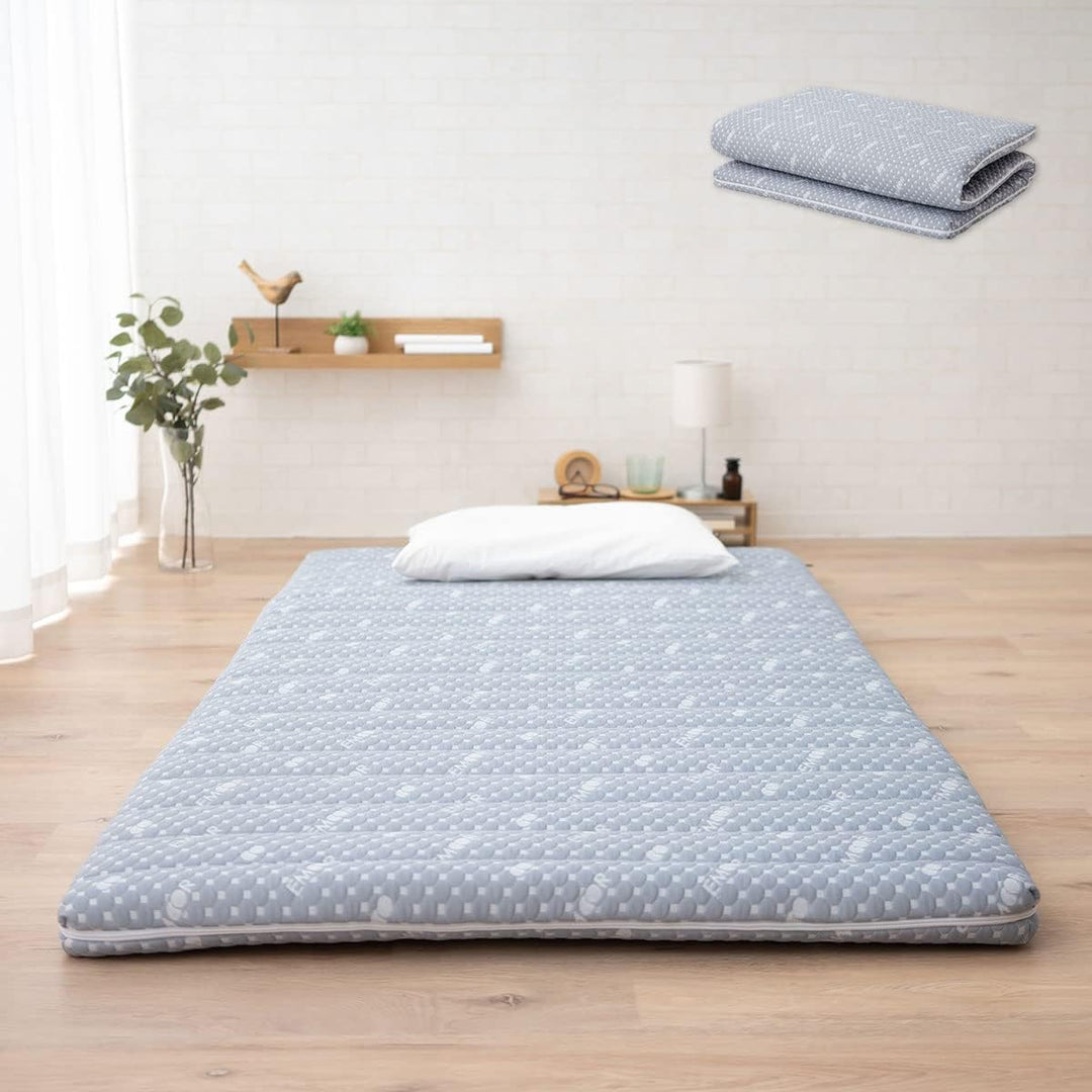 EMOOR Faltbare Hybrid-Futon-Matratze, Hoch-Resilien-Urethan, 150 N (Mittelfest), Mit Waschbarem, Gep