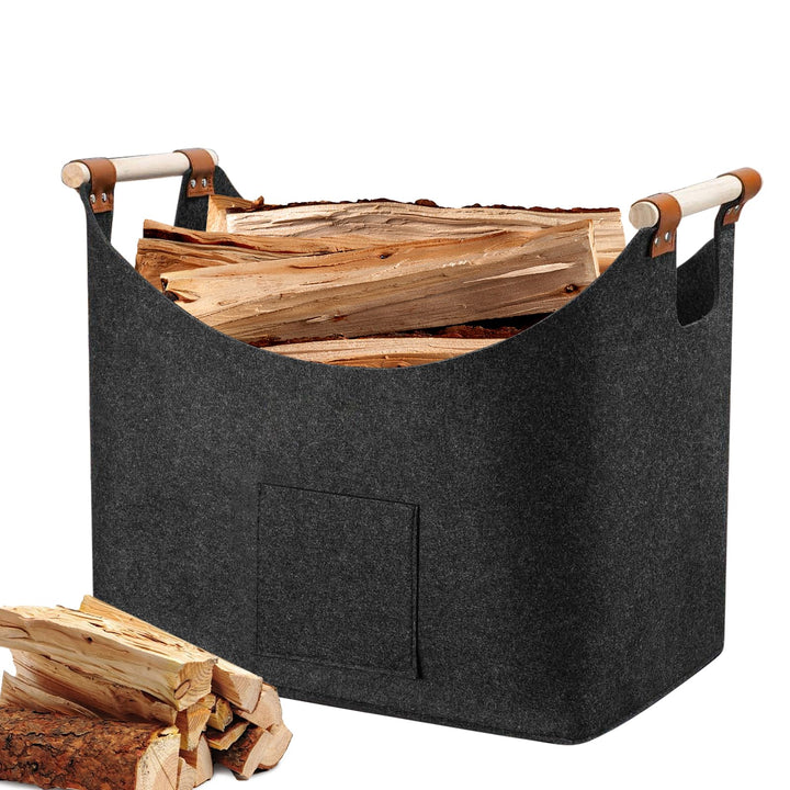 Holzkorb für Kaminholz, XL Kaminholzkorb Filz Feuerholzkorb Brennholzkorb Kaminkorb Filzkorb Faltbar