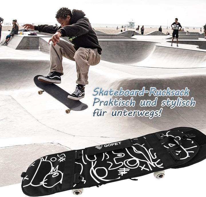 QOPET Skateboard Rucksack aus verdicktem 900D Oxford, Cruiser Board Tasche wasserdicht Elektrische S