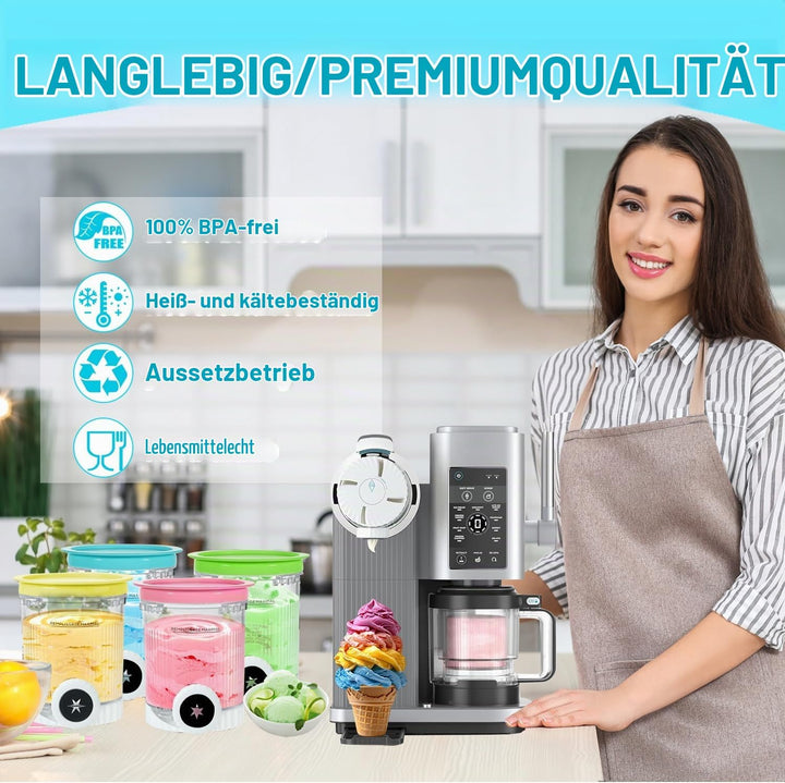 4 Stück Behälter für Ninja Creami Swirl NC701EU 480ml, Spülmaschinenfest und BPA-frei Behälter Swirl
