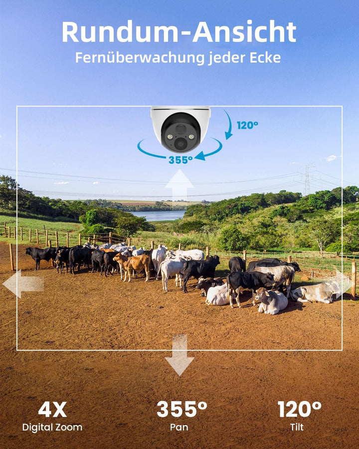 ieGeek 4G LTE Überwachungskamera mit SIM Karte & 64GB Speicherkarte，355°/120° PTZ Kabellos Überwachu