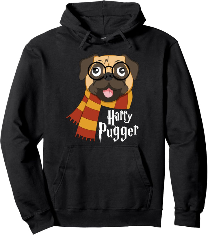 Harry Pugger Funny Pug Owner Wizard Lover Pullover Hoodie