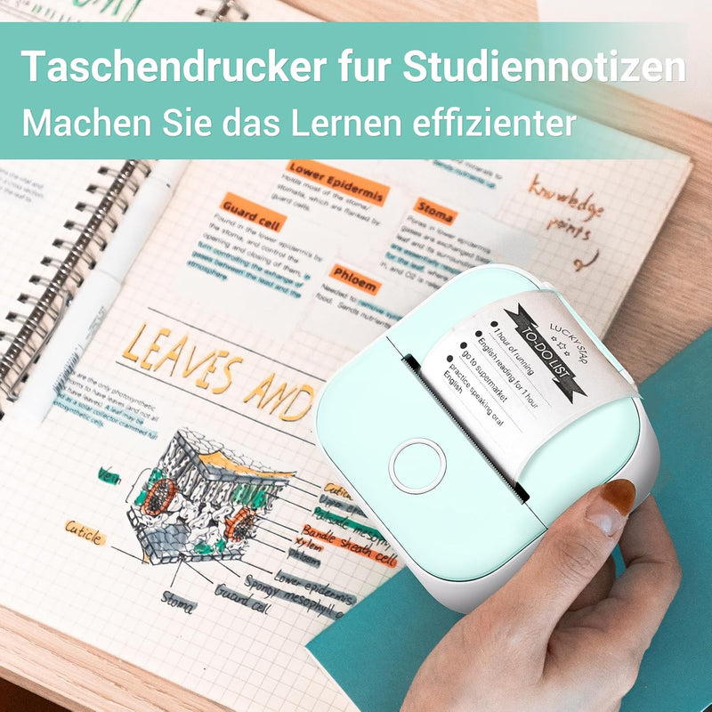 Tiny Printer mit Klebepapier, Aufkleber Druck Buddy, Mini Drucker für Smartphone, Kleiner Taschendru