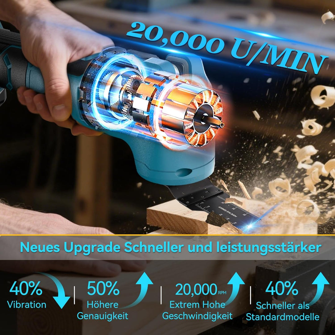 Yofuly Multifunktionswerkzeug für Makita 18V Akku - Multitool mit 2x 4.0Ah Akkus, Oszillationswerkze