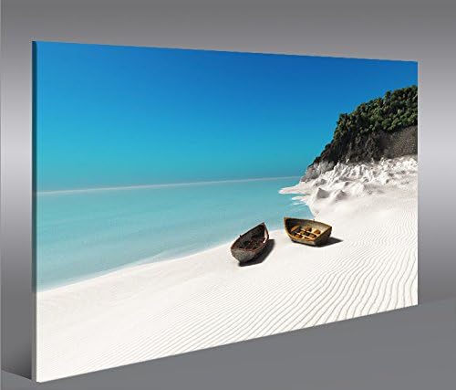 islandburner Bild Bilder auf Leinwand Zwei Boote am Strand Seychellen Weisser Sand 1p XXL Poster Lei