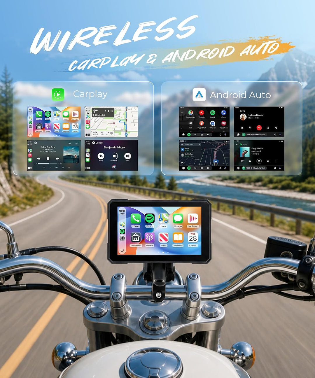 Motorrad Carplay Screen, 6 Zoll HD Touchscreen Bildschirm Autoradio für Motorrad, IP68 Wasserdicht m