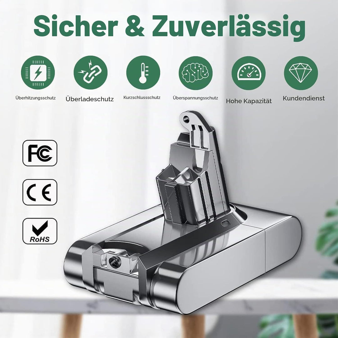 21.6V 4.6Ah Akku für Dyson V6 DC62, Ersatzakku für Dyson V6 DC58 DC59 DC61 DC72 DC74 SV03 SV05 SV06
