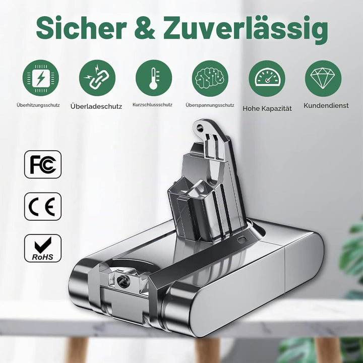 21.6V 4.6Ah Akku für Dyson V6 DC62, Ersatzakku für Dyson V6 DC58 DC59 DC61 DC72 DC74 SV03 SV05 SV06