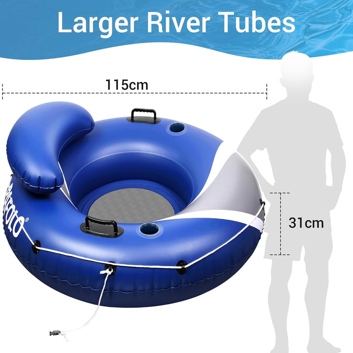 Aufblasbarer Pool Luftmatratze Schwimmsessel, Hochleistungs-Pool-Rohr, 115cm Erwachsene River-Tubes