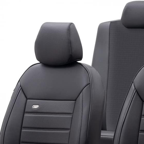 Universelle Voll-Leder Sitzbezüge 'Premium' Schwarz - 11-Teilig- - kompatibel mit Side-Airbags, Schw