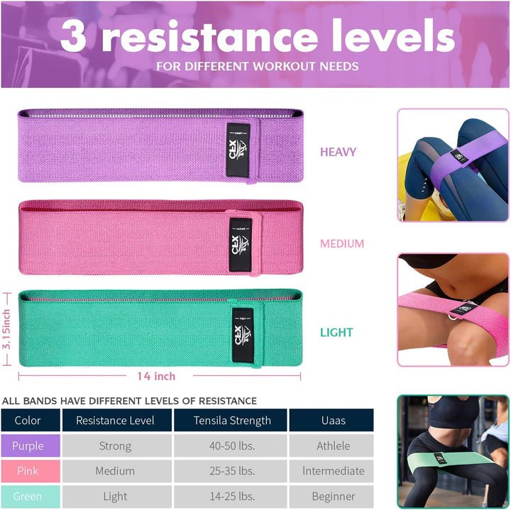 CFX Resistance Hip Bands, Fitnessbänder Set Yogagurt in 3 Zugkraftstärken Trainingsband Yogaband ALS