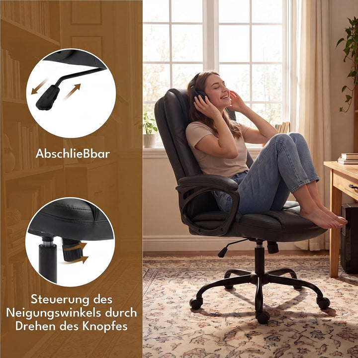 Bürostuhl mit Wippfunktion 150kg, Chefsessel Hohe Rückenlehne | Schreibtischstuhl Ergonomisch, Zonen