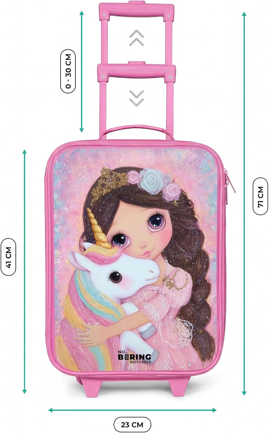 NoBoringSuitcases.com® Kinderkoffer Rosa Klein 48x31x19 cm Reisekoffer Pink Kleiner Kinder Koffer mi