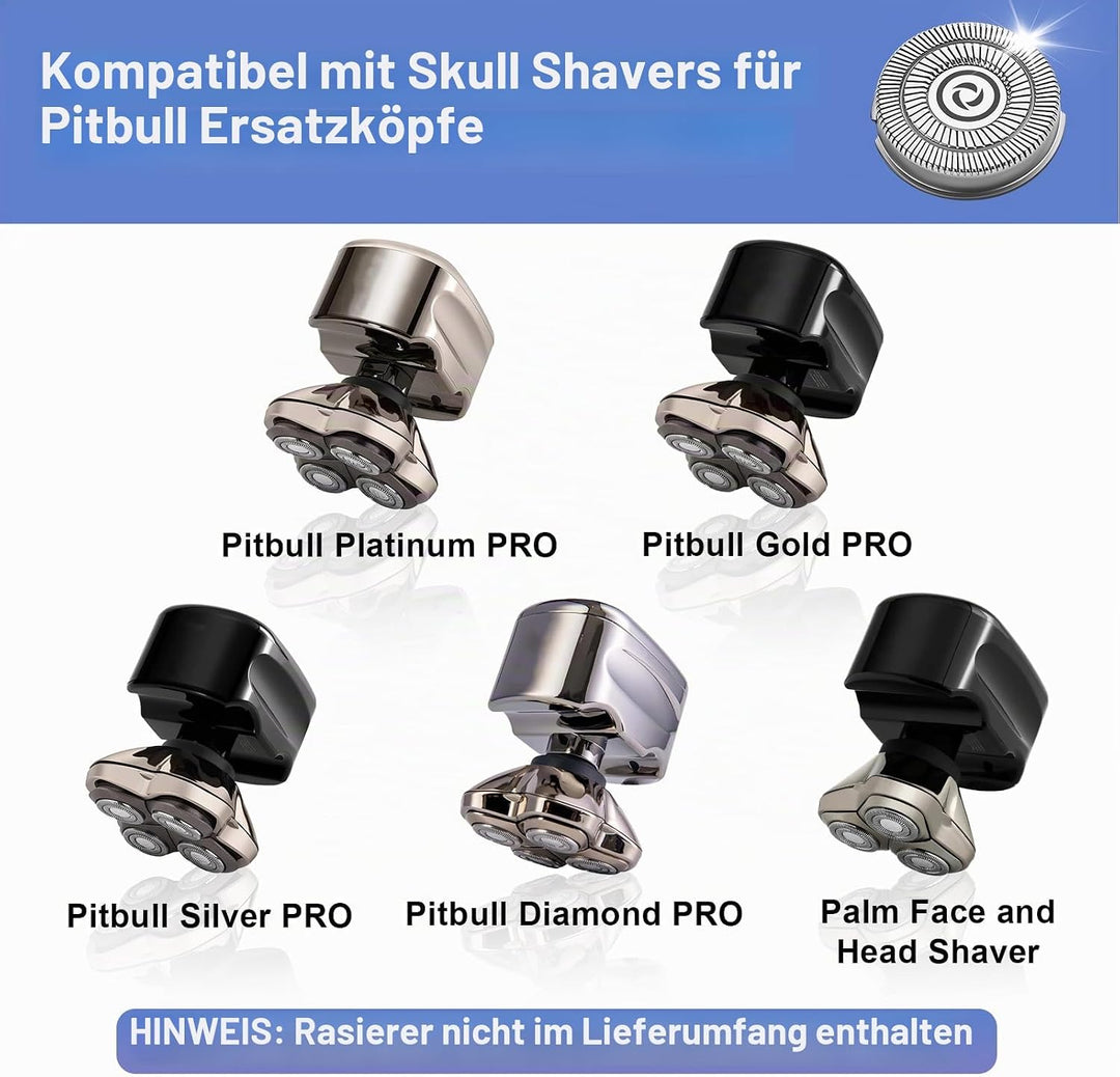 8 Stück Ersatzköpfe kompatibel mit Skull Shaver Pitbull Elektrorasierer