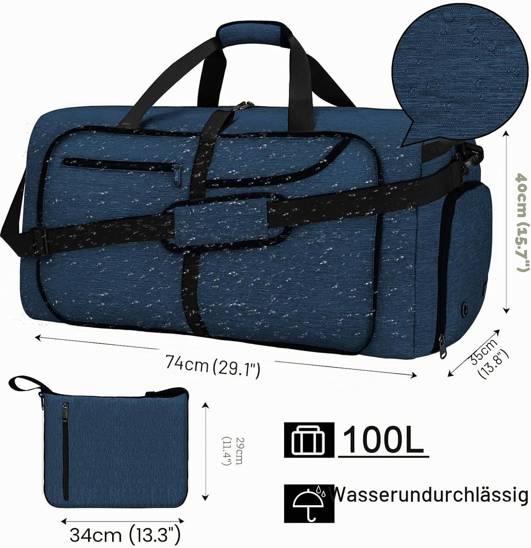 NEWHEY Reisetasche Gross 40L 65L 80L 100L 120L Faltbare Reisetaschen Leichte Sporttasche für männer