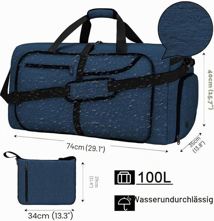 NEWHEY Reisetasche Gross 40L 65L 80L 100L 120L Faltbare Reisetaschen Leichte Sporttasche für männer