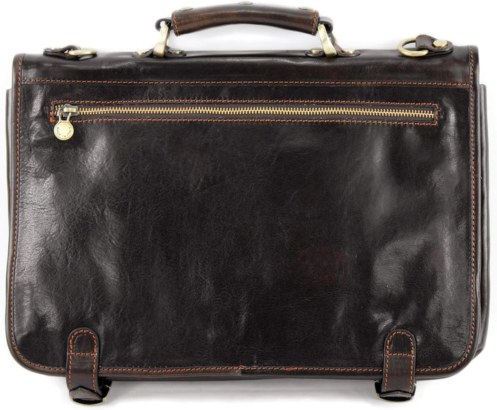 modamoda de - A006 - ital. Business Laptop Akten Tasche Leder Dunkelbraun, Dunkelbraun