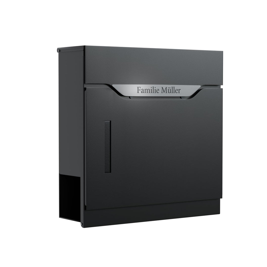 Bl4ckPrint Premium Briefkasten mit Zeitungsfach und Sichtfenster Anthrazit - Postkasten personalisie