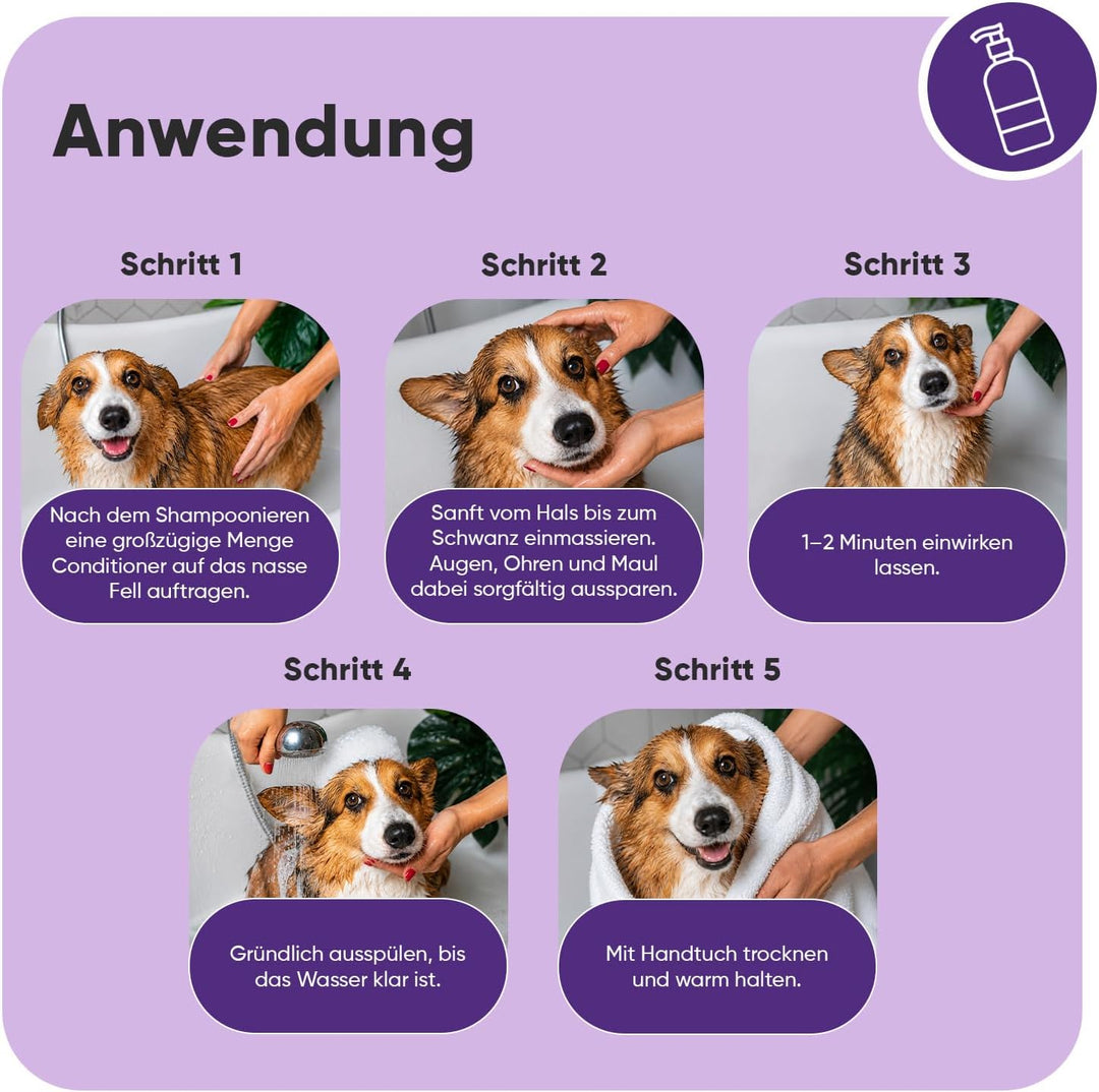 animigo Conditioner für Hunde &amp; Katzen - 500ml Spülung - Mit Kokosöl &amp; Avocadoöl - Für Langhaar &amp; Ku